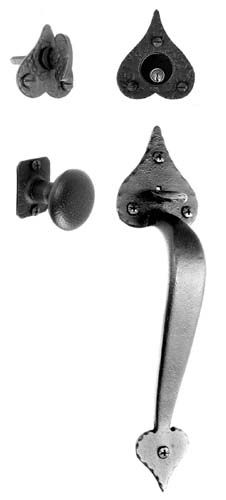 Heart Handle & Knob Mortise Lock Set, Black