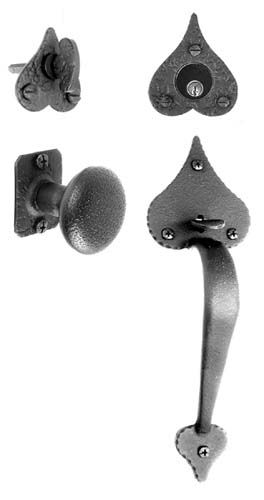 Large Heart Handle & Knob Mortise Lock Set, Black