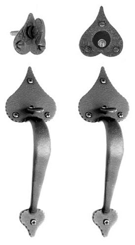 Large Heart Double Handle Mortise Lock Set, Black
