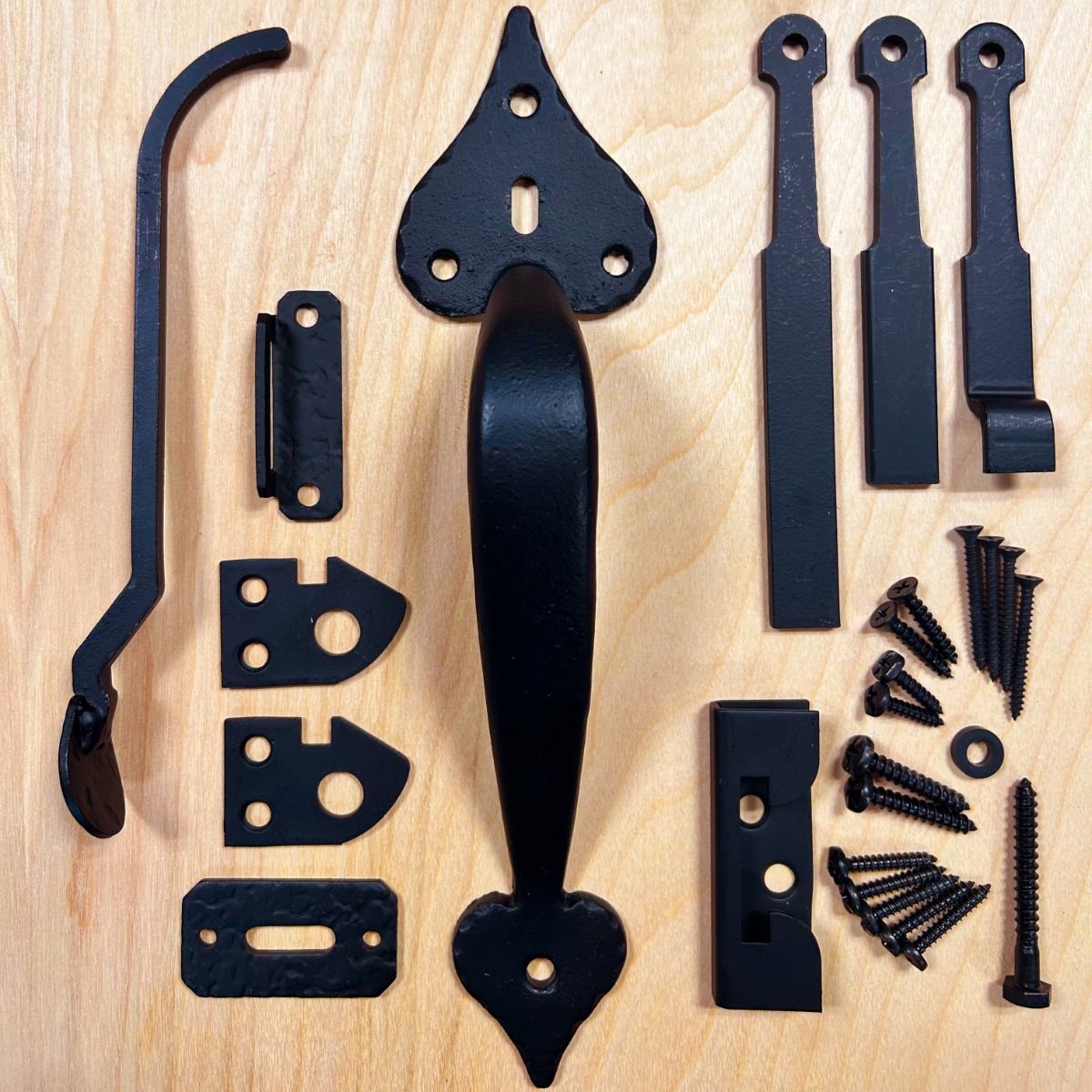 Heart Handle 4" Gate Thumb Latch Set, Black