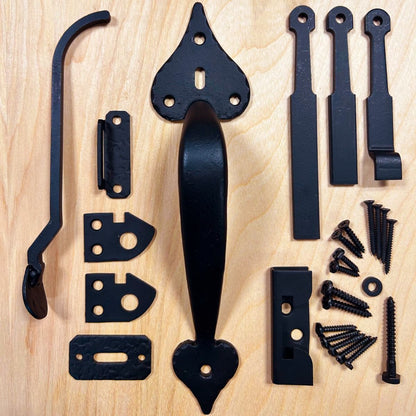 Heart Handle 4" Gate Thumb Latch Set, Black