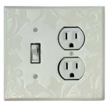 White Design Combo Switch Plate 1 Toggle/Outlet