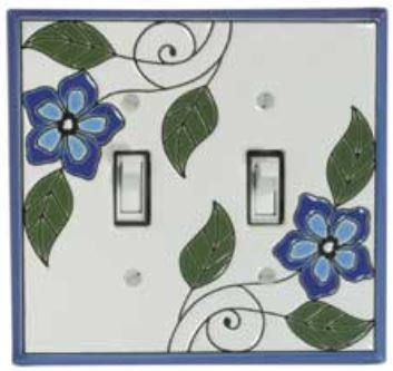 Blue Floral Ceramic Switchplates