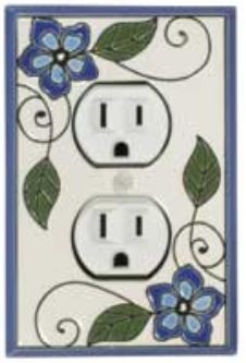 Blue Floral Ceramic Switchplates