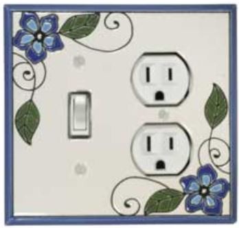 Blue Floral Ceramic Switchplates