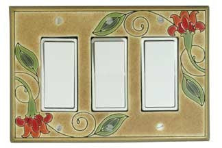 Red Flower Triple Decora Switch Plate