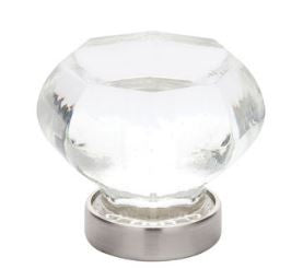 1.25" Clear Old Town Crystal Knob Polished Nickel