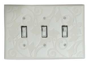 White Design Triple Toggle Switch Plate