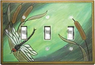 Dragonfly Triple Toggle Switch Plate