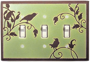 Green Songbird Triple Toggle Switch Plate
