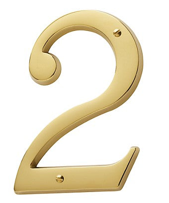 Non-Lacquered Brass House Number 2