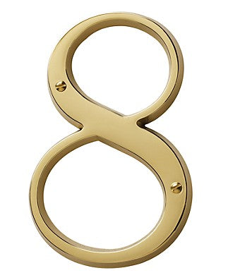 Non-Lacquered Brass House Number 8