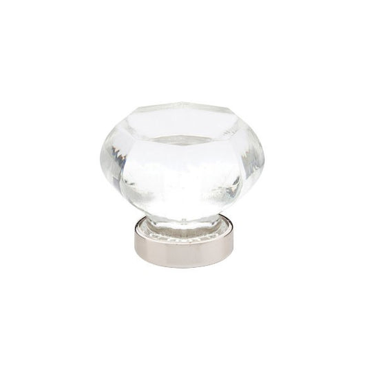 1" Clear Old Town Crystal Knob Polished Nickel