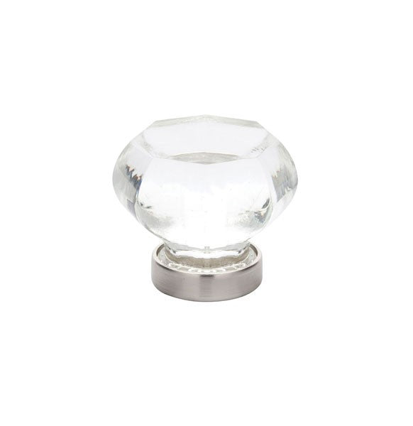 1" Clear Old Town Crystal Knob Satin Nickel