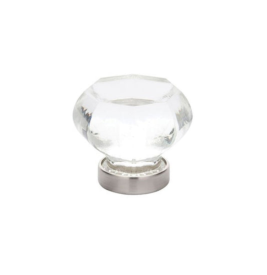 1.25" Clear Old Town Crystal Knob Satin Nickel