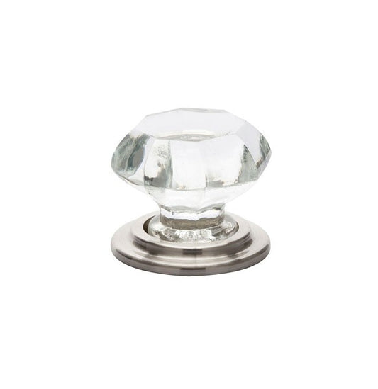 1.75" Clear Old Town Crystal Knob Satin Nickel