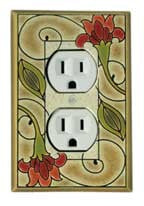 Red Flower Outlet Switch Plate