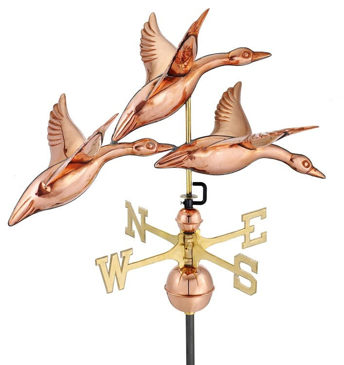 Geese in Flight Weathervane, Polished Copper