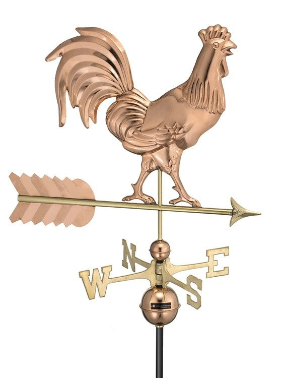 Rooster Weathervane, Polished Copper