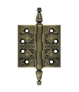 Ornate Antique Brass Hinge 3.5"X 3.5"
