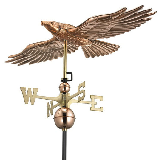 Soaring Hawk  Weathervane, Polished Copper