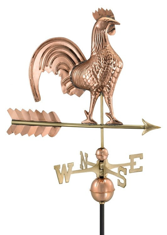 Rooster Weathervane, Polished Copper 25"