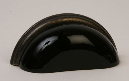 Glass Bin Pull / Black with Oil Rubbed Bronze