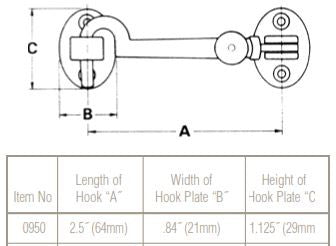 Swivel Cabin Door Hook Satin Nickel