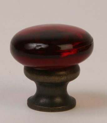 Glass Knob / Red / Oil Rubbed Bronze