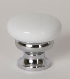 White Knob w/ Polished Chrome Stem