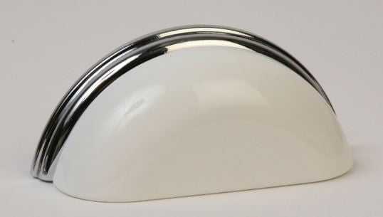 White Metal & Polished Chrome Cup Pull