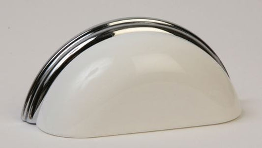 White Metal & Polished Chrome Cup Pull