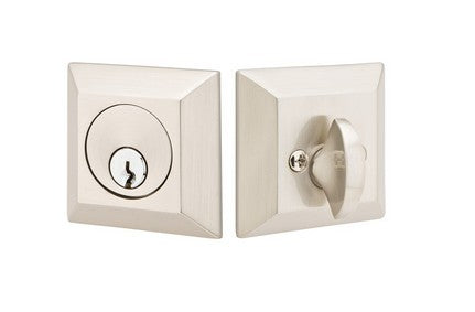 Square Single Cylinder Deadbolt Satin Nickel